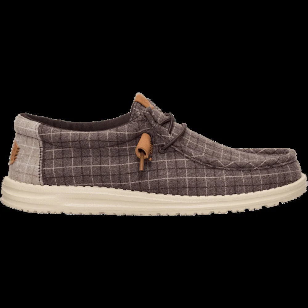 NWT Hey Dude Shoes Wally Plaid Corduroy Size 13 in Mole Brown